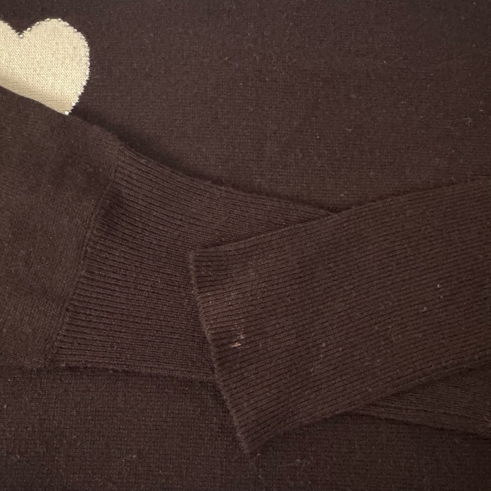 Laundry By Shelli Segal Y2K Brown, Cream Fitted Batwing Cashmere & Silk Sweater - Picture 6 of 14